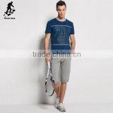Online Shopping Navy Blue Short Sleeves Men Clothing Stripes Tee Shirts thumbnail-4