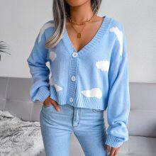 New White Cloud Knitted Cardigan Sweater thumbnail-4
