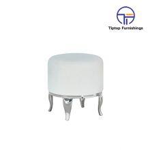 Wholesale Living Room Gold Metal Base Ottoman Footstool Modern Blue Velvet Tufted Round Pouf Ottoman thumbnail-4