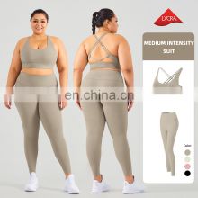 Plus Size Track Suits Sets Sports Bra And High Waist legging Yoga Fitness Women