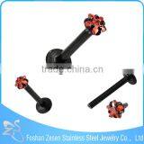 Surgical Steel Anodize Internally Threaded Clear Star Zircon 14G Cheap Lip Ring thumbnail-5