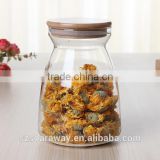 Customized food storage glass jars with bamboo lid in a variety of sizes