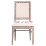 French Style Solid Oak Wood Design Dining Armless Chair With White Back thumbnail-1