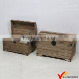 Vintage Wooden Storage Trunk Box Set With Cover
