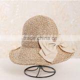 QXSH0048 New Butterfly Bowknot Straw Hat Fashion Summer Beach Bucket Hat for Women thumbnail-2