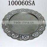 Lovely Antique Silver Metal Lace Vanity Tray