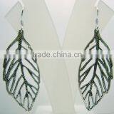 Oxidized Leaf Filigree Designer Sterling Silver Earring Jewelry, Oxidized 925 Sterling Silver Jewelry thumbnail-1