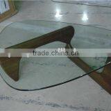 Triangle Wood Base and Triangle Glass Tea/coffee Table thumbnail-1
