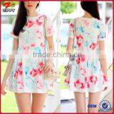 New Design Short Sleeve Dress in Mix Floral Korean Dresses New Fashion Lady Dress thumbnail-1