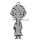 Wholesale 52*23mm Silver Jewelry Pendants Girl And Boy In Stainless Steel Charm Jewelry Pendant