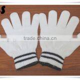 BSSAFETY Nylon Knitted Black and White Stripes Wrist Household Safety Gloves, Ganden Work Gloves thumbnail-1