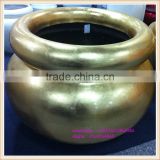 SAST-90024 golden round flower decorative fiberglass garden planter/home pots