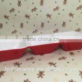 Stocked Three Small Ceramic Grids Red Dinner Plate thumbnail-4