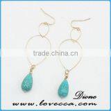 Natural Gemstone Earring Stud Jewelry Real Turquoise Green Stone Earring thumbnail-3