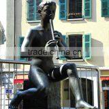 Bronze Foundry Modern Garden Playing Flute Bronze Statue thumbnail-1