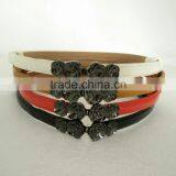 Wholesale Adjustable Flower Pattern Buckle Sex Women Lady Thin PU Waist Belt thumbnail-2