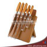 High Quality Double Steel Kitchen Knife Set With Color Wooden Handle thumbnail-3