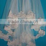 New Design Mesh Fabric Hand Bead Pearls Embroidery Lace Trim Bridal Veil thumbnail-1
