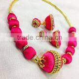 New Stylish Silk Thread Neck Piece With Matching Earrings Collection. thumbnail-3