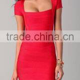 Black/Red/Black Cap Sleeve 2014 Sexy Mini Bodycon Women Rayon HL Bandage Dress Party Dress thumbnail-3