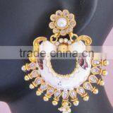 Bollywood Enamel Polki Gold Tone Dangler EARRINGS thumbnail-2