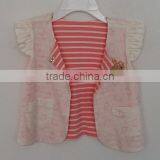 Baby Girls Pink and White Stripes Inner Knit Waistcoat for Autumn thumbnail-1