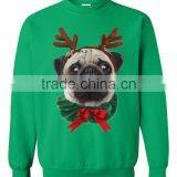 Custom Sweatshirt Long Sleeve Crew Neck Pullover Pug Dog Reindeer Funny CHRISTMAS SWEATERS for Men thumbnail-3