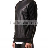 Wholesale Plain Zip Custom Made Men Leather Hoodies thumbnail-3