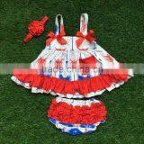 little girls boutique clothing sets infant baby swing top with ruffle bloomer July 4th swing top with headband