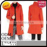 Bright Orange Multistitch Funnel Women Winter Formal Coats thumbnail-1
