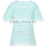 Womens Oem Serrvice Lace and Chiffon Combined Loose High Quality Shirt/blouse Wholesale thumbnail-2