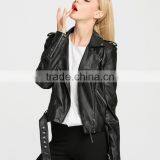 2017 Latest Designs Lady Casual Fashion Women Leather Jacket for Wholesale Winter Coat Leather thumbnail-1
