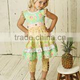 Hot Sale Summer 2pc Children Clothes Flutter Sleeve Knit Cotton Outfit Baby Girl Clothing thumbnail-6