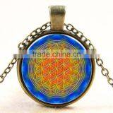 XP-TGN-LT-151 Wholesale Fashion Jewelry Antique Gemstone Dome Cabochon Gem Mandala Time Necklace In Alloy
