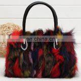 Colorful fox fur bag for lady 2017 new fashion girl tote bag handbag