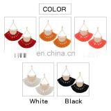 Hot Sales Saffron Fringe Gold Half Circle Fan Pendant Bohemian Earring Boho Jewelry thumbnail-6