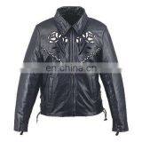HMB-0292B WOMEN LEATHER JACKETS MOTORBIKE ROSE FASHION COATS