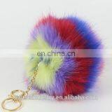 Wholesale Customized Colorsul Fluffy Faux Fur Pom Poms Ball Keychain Pom Pom Ball Pendant for Woman Cellphone/handbag/hats/Car thumbnail-2
