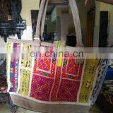 LEATHER HANDLE BANJARA TRIBAL ETHNIC TOTE BAG VINTAGE BAG MESSENGER thumbnail-1