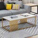 Hot Product Square White Marble Table Top Expanding Table Furniture With Gold Frame thumbnail-5