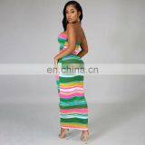 LAITE D2129 Women Printed Gradients Casual Dresses Ladies Off-Shoulder Sexy Dresses thumbnail-5