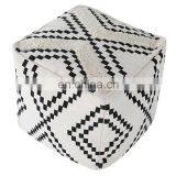 Home Decorative Products Pieces Whited Tufted Woven Square Ottoman Cover Moroccan Ottoman Pouf Big Size thumbnail-2