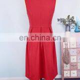 2019 Summer Women Girls Mommy and me Red Solid With Embroidery Flower Sleeveless Knee Length Work (this Link for Girls,1-8years) thumbnail-3