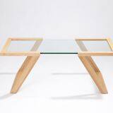 Living Room Modern Rectangle Wooden +Glass Coffee Table