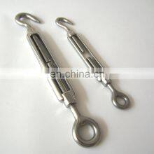 Stainless steel Open Body Turnbuckle Hook - Eye  for landscaping, horticulture, installations, rigging and fencing.