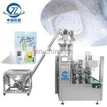 Готовые пакеты для упаковки. Роторный автоматический аппарат для упаковки специй, муки, моющего порошка и детергента в дойпак.