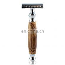 Men Barber Brass Bamboo Handle Wooden Safety Shaving Razor thumbnail-1