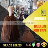 OM3248 3G Hooded CAPE Cloak Style Alpaca Cross Cable City Knit Poncho
