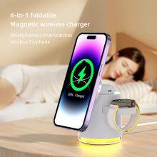 Phone Accessories Foldable 3 In 1 Desktop Multifunctional Wireless Magnetic Charger For Iwatch And Galaxy Watch thumbnail-4