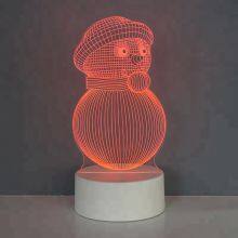 3D Illusion Creative Snowman RGB Bedside Night Lamp for Christmas Gift thumbnail-3